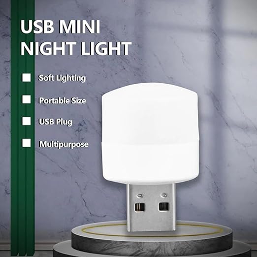 GRUNX USB mini night light soft lighting portable multipurpose plug-in LED lamp white