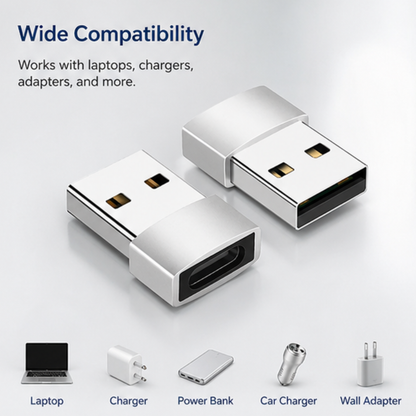 USB-C to USB 3.0 OTG Adapter compact silver plug and play connector for fast data transfer