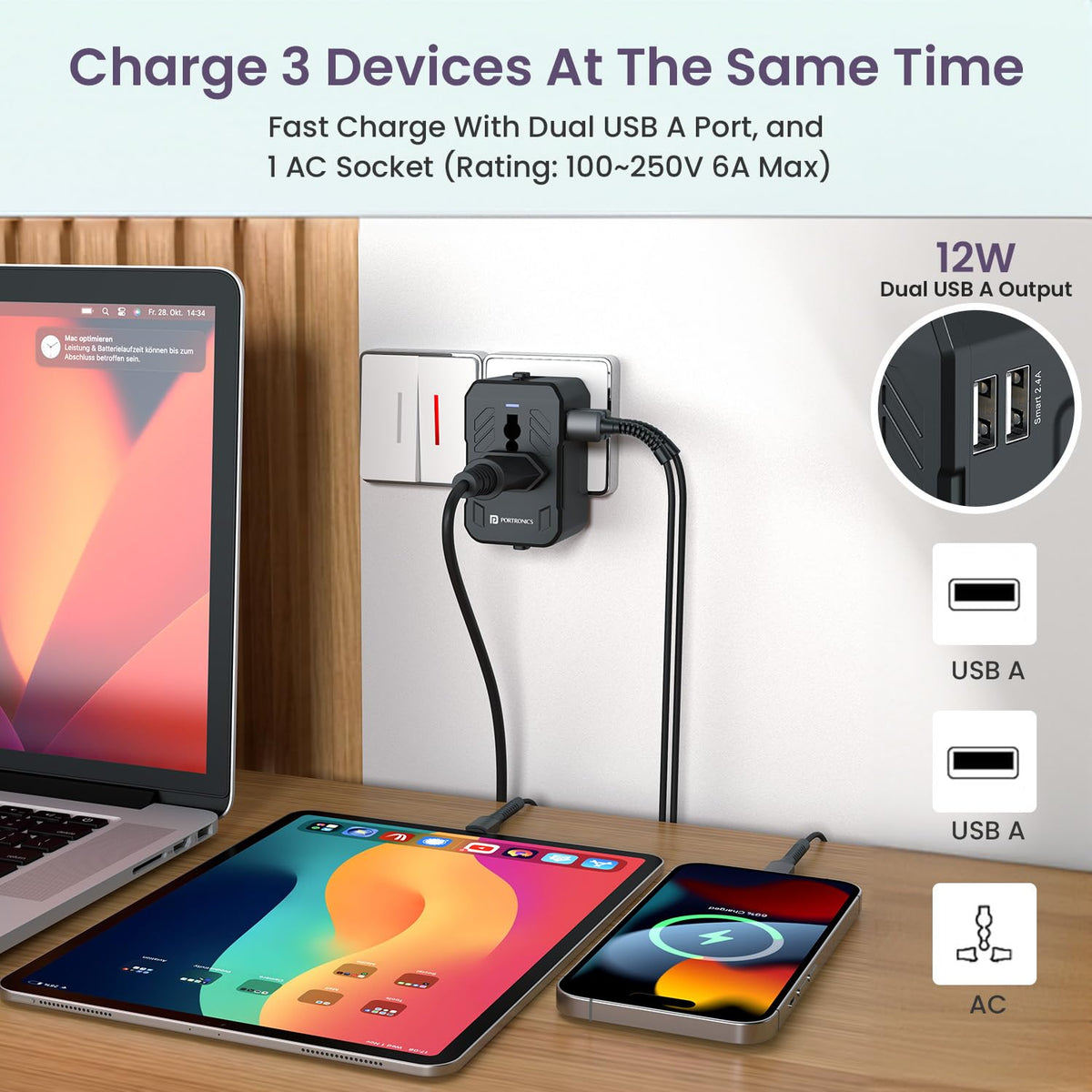 Built-in fuse and surge protection inside Juicemate 2 travel adapter - Grunx 