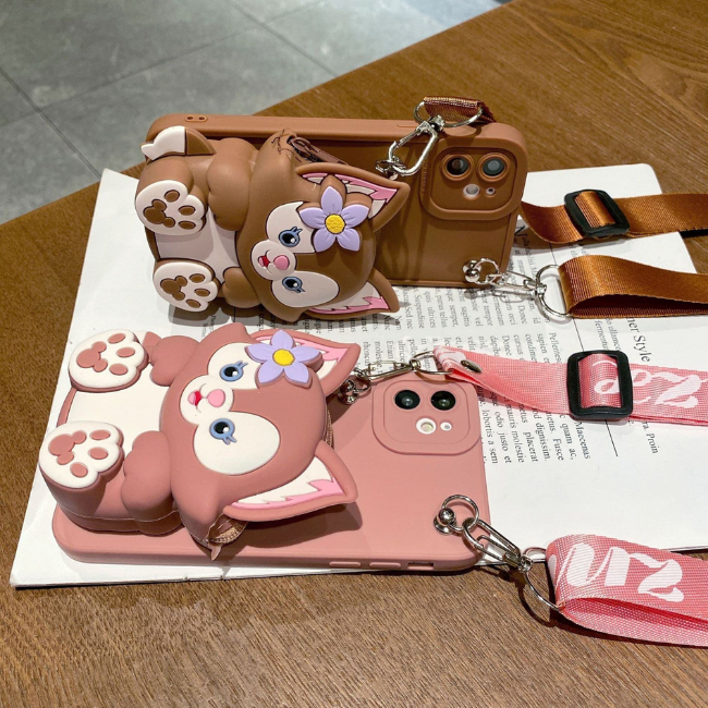 GRUNX Valentine 3D Fox crossbody wallet iPhone 13 13 Pro Max case brown woman carrying hands-free India