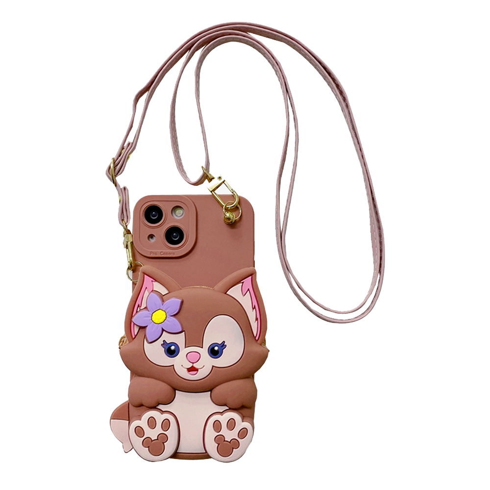 GRUNX Valentine 3D Fox cartoon crossbody wallet iPhone case brown woman showcasing iPhone 16 series India