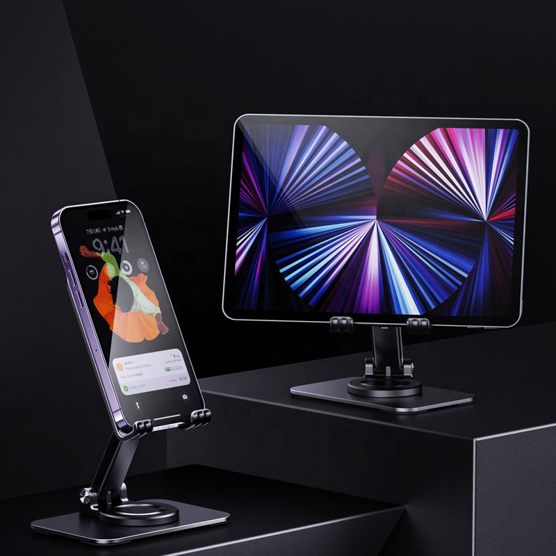 Portable GRUNX phone and tablet holder on study desk for students and professionals