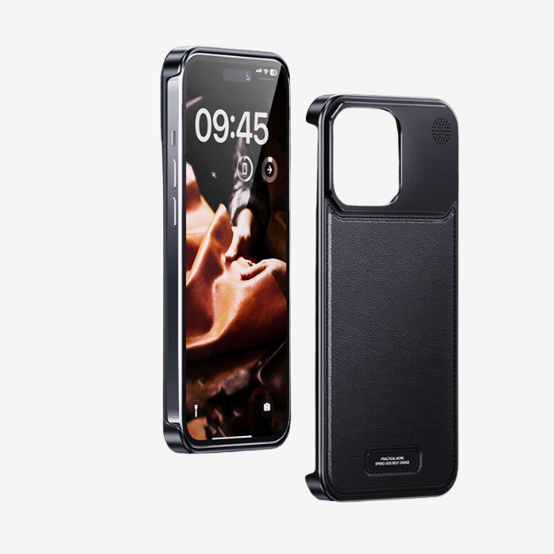 GRUNX Will Smith black iPhone case aluminium shell and leather finish side view showing slim pocket-friendly profile India
