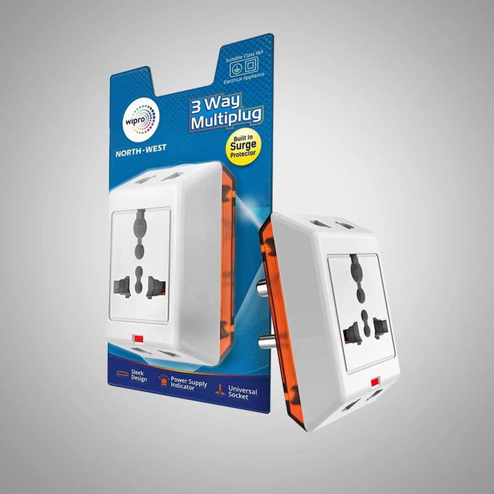 Wipro Multiplug Adaptor with power supply indicator light, indicating active power status – available at GrunX