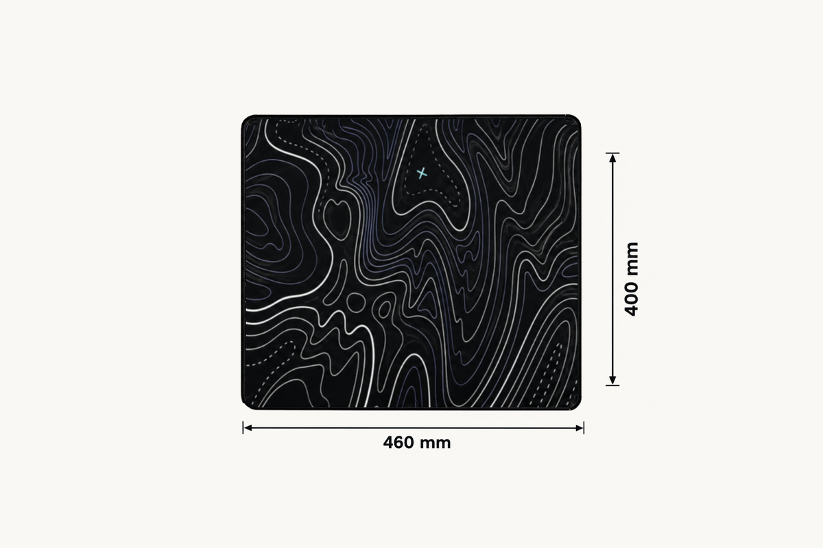 Extended XXL mouse pad with topographic design measuring (46x40cm) 460 x 400 mm for full desk coverage