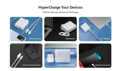 Xiaomi 120W HyperCharge Adapter charging a laptop – Demonstrating high-speed charging capabilities – available at GrunX