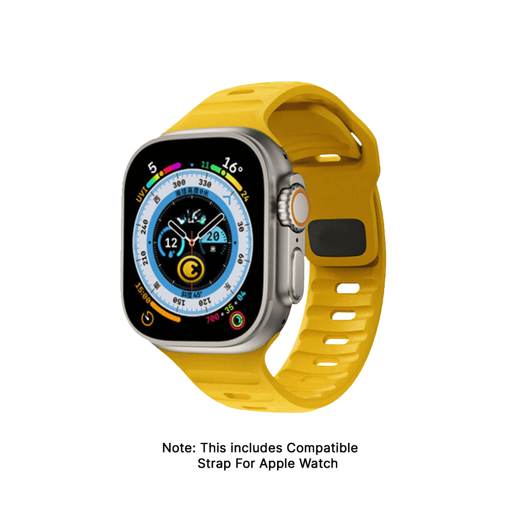 GRUNX Yahoo magnetic soft silicone Apple Watch strap yellow Ultra Series 1 2 front view India