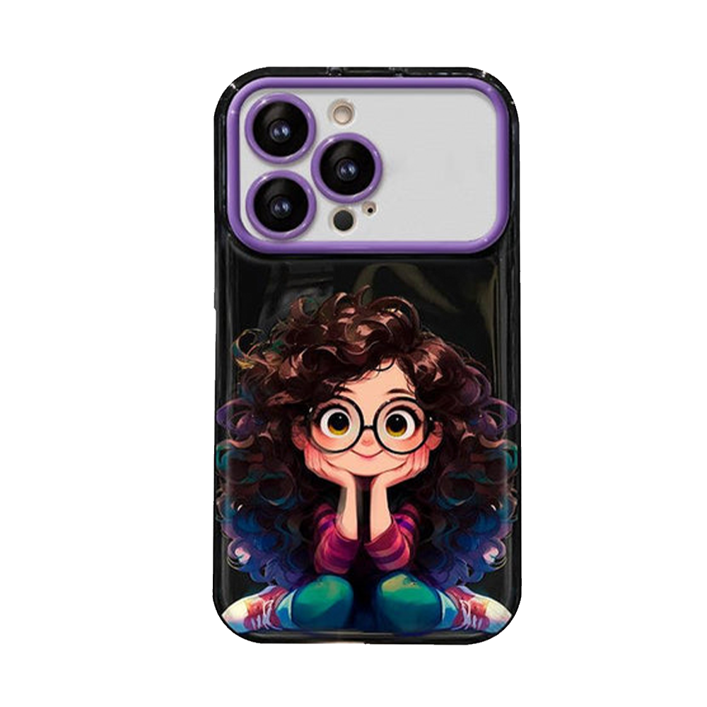 GRUNX Zoya curly hair girl shockproof iPhone case purple trendy design with pendant strap India lifestyle
