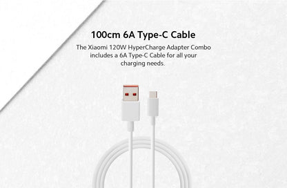 Xiaomi Hyper Charging Adapter With USB A to Type C Cable - 120W