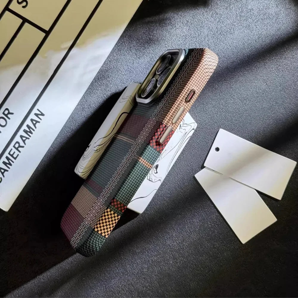 Slim Carbon Fiber iPhone Cover With Checks Design - Jack