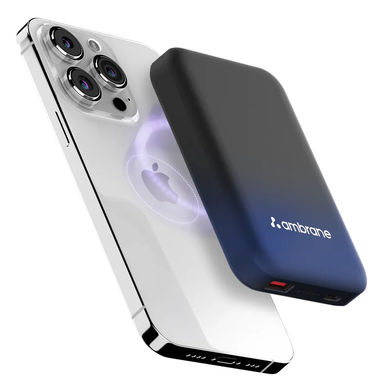 GRUNX Aerosync Snap 10000mAh MagSafe wireless power bank magnetically attached to iPhone back seamless charging India