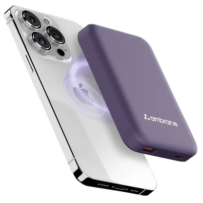 GRUNX Aerosync Snap powerbank dual port Type-C USB-A wired charging alongside MagSafe wireless output LED indicators India